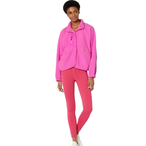 NWT Free People Women's Hit The Slopes Fleece Jacket, Magenta Minx Sz Large - Picture 4 of 10